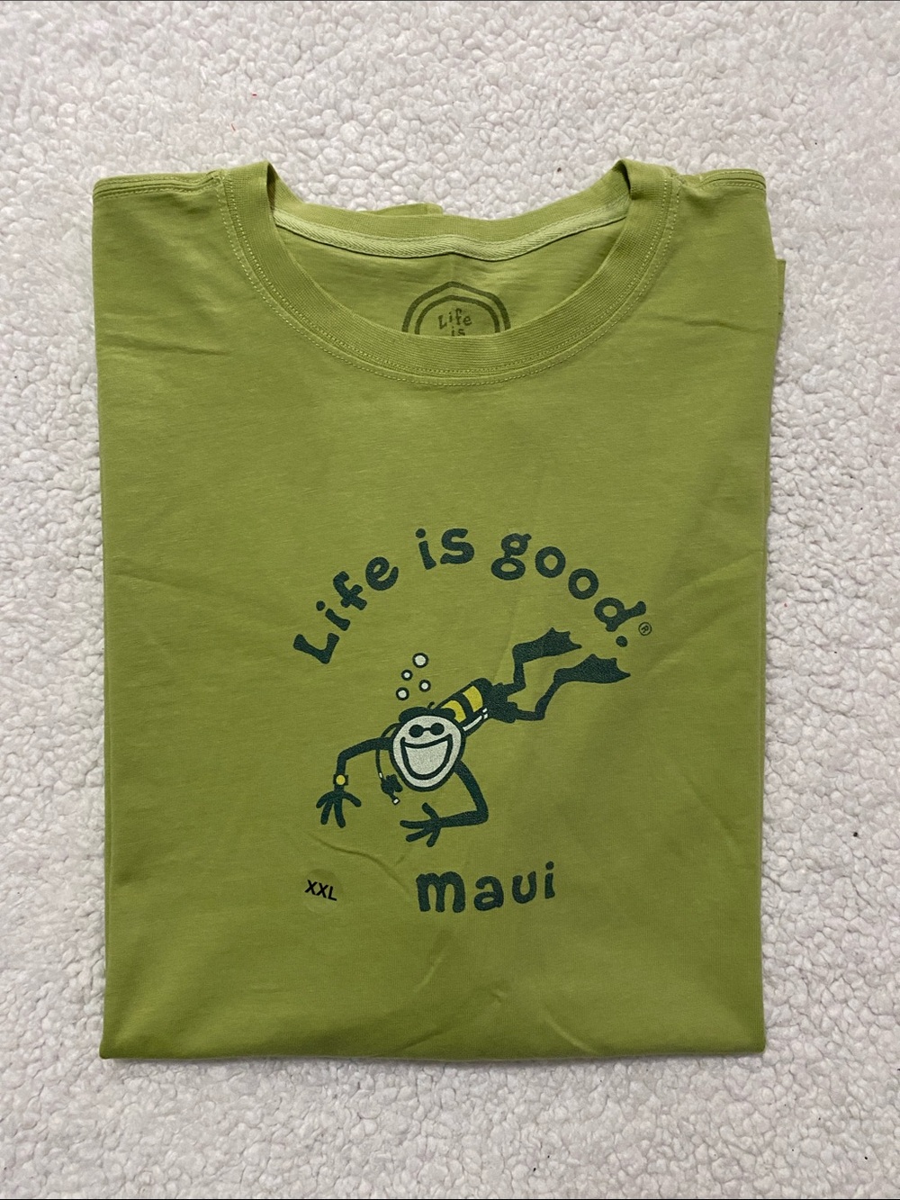 Life Is Good Men's Tee shirt size XXL Maui Short Sleeve Olive Green NEW